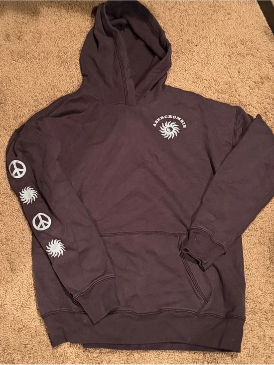 Abercrombie & Fitch Pullover Hoodie with Peace & Sun Graphics
