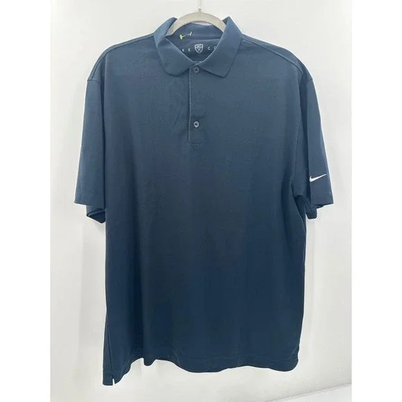 Nike Golf Mens Large Navy Blue Fit Dry Short Sleeve Polo Shirt Performance L