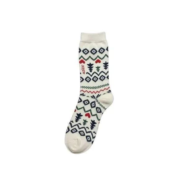 J.Crew Holiday Fair Isle Trouser Socks Ivory Nordic Print Ivory One Size, NWT