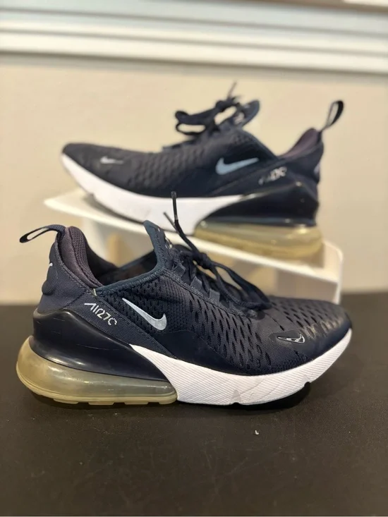 Nike Air Max 270 GS Navy White Mesh Sneakers Unisex Kids 4Y/5.5W  Athletic Shoes