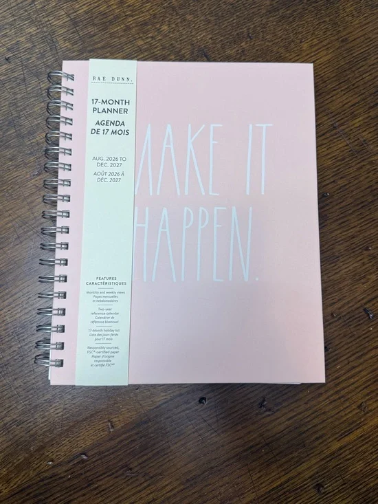 Rae Dunn '2027' Pink & White Planner | 17-months | Brand NEW