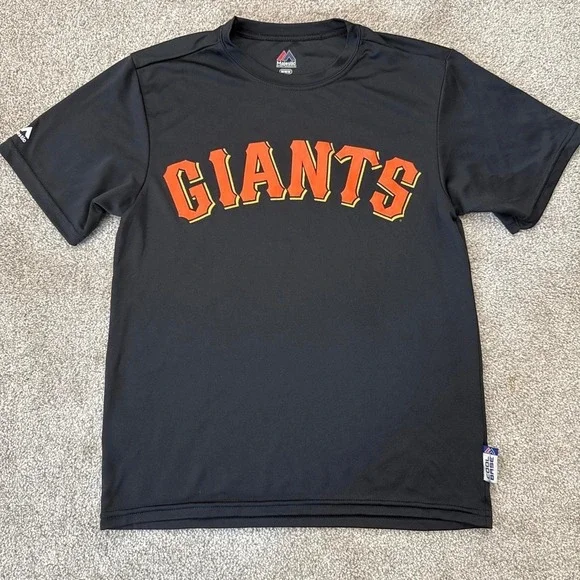 New Majestic San Francisco Giants Boys Medium Black MLB Baseball T-Shirt Youth