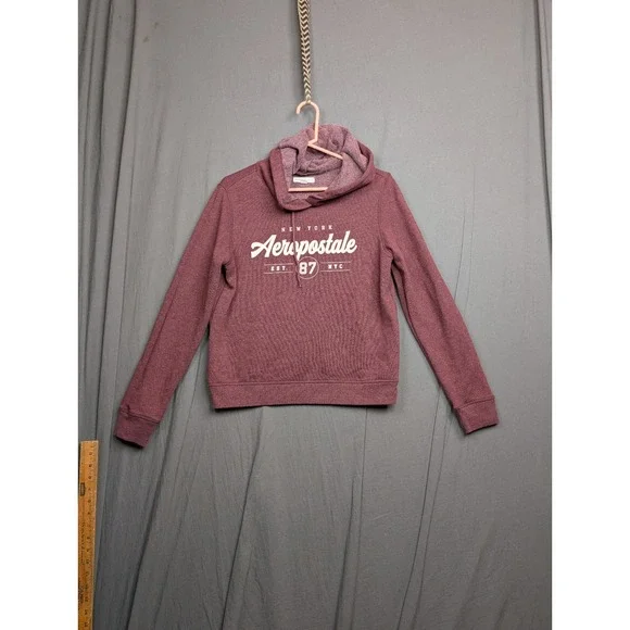 Aeropostale Kids Medium Mauve Burgundy Pullover Hoodie Sweatshirt