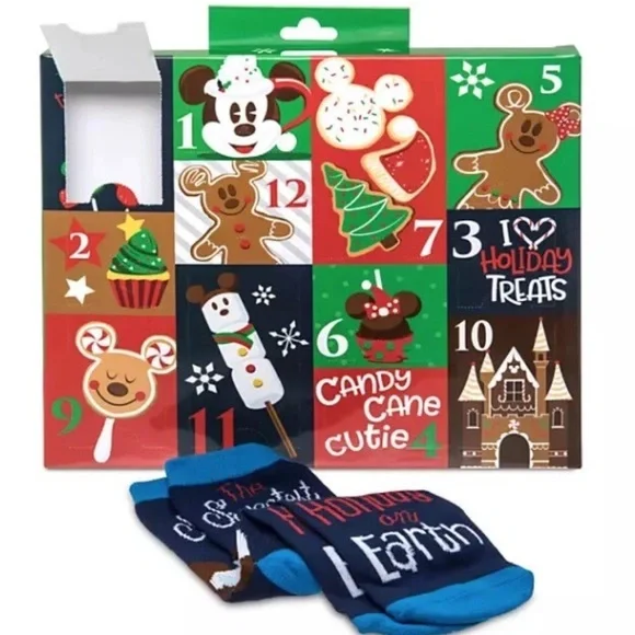 Disney Parks Holiday 12 Day Advent Sock Calendar Yummiest Time of Year