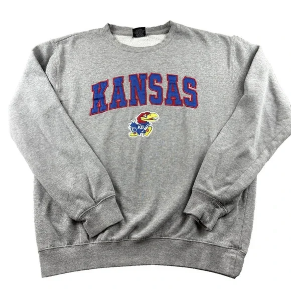 Kansas Jayhawks Basketball Sweatshirt Men Large Heather GrayColosseum Athletics