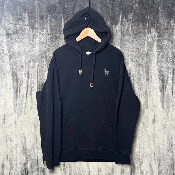 Tentree Peru Embroidered Llama Hoodie Black Men's 2XL Organic Cotton