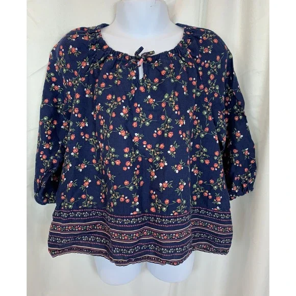 OshKosh B'gosh - Girl's Dark Blue Floral Top - Size 6 - EUC‎ !