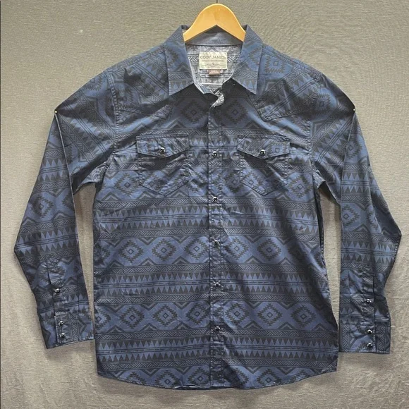 Cody James Men's Geometric Authentic Western Apparel Navy Dress Shirt