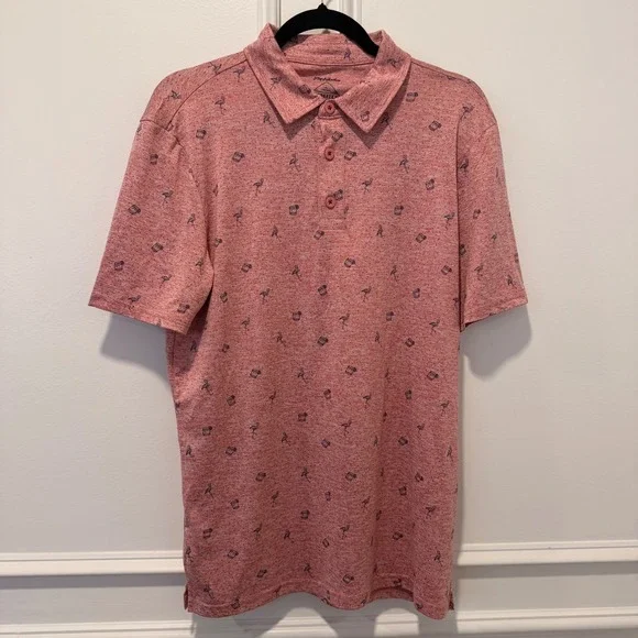 Flag & Anthem Madeflex Mens Performance Printed‎ Polo Flamingo Pink Small NWT