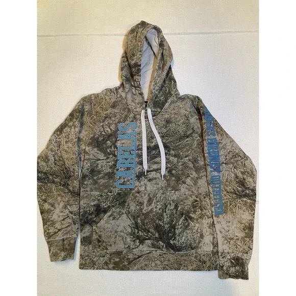 Camo Hoodie‎ Desert Shadow Camouflage Pullover Cabela's Size Small Hunting Y2K