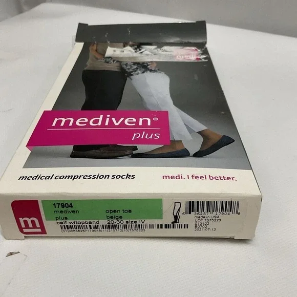 NIB Mediven Plus Compression CALF High Stockings Top‎ Band IV 20-30 Beige 17904