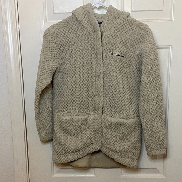 Columbia girls youth L quilted‎ zip up neutral color