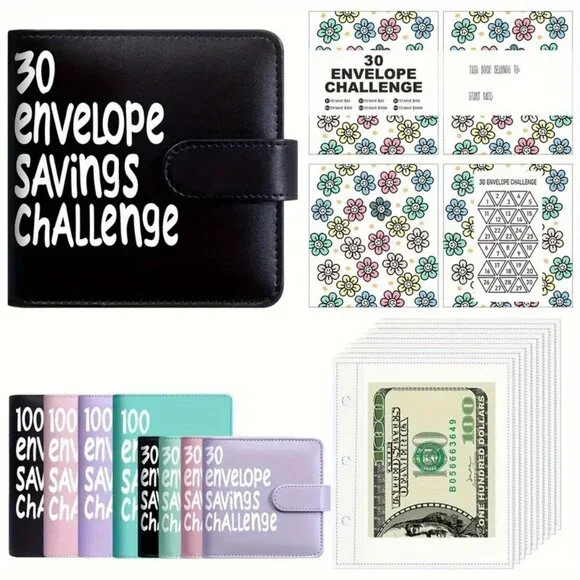 Black 30 Envelope Savings Challenge Binder NEW