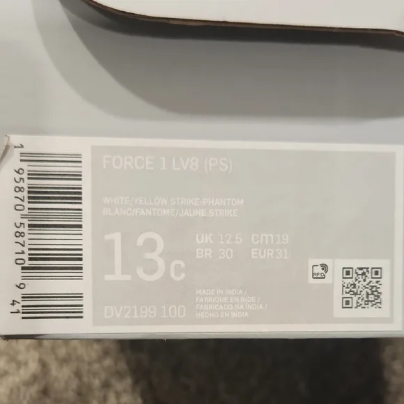 Nike Force 1 LV8 PS White and Yellow Sneakers