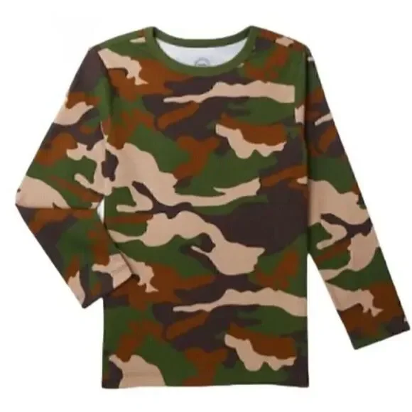 Wonder Nation Boys Long Sleeve T Shirt 2XL (18) Green Camo New