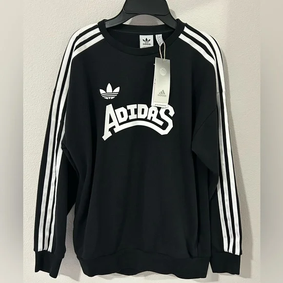 Adidas Big Girls Graphic Crew Sweatshirt Black XL(14-15 Y)