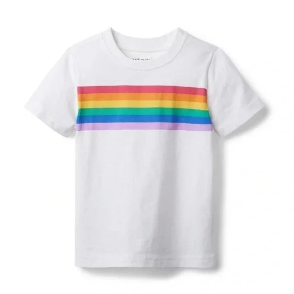 NWT Janie‎ and Jack t-shirt rainbow short sleeve white