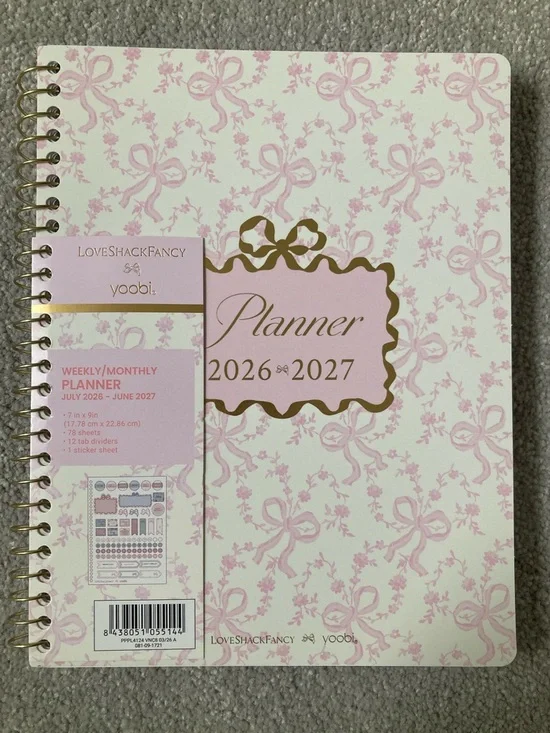 IN-HAND | LoveShackFancy x Target Yoobi Coquette Bow Monthly Weekly Planner