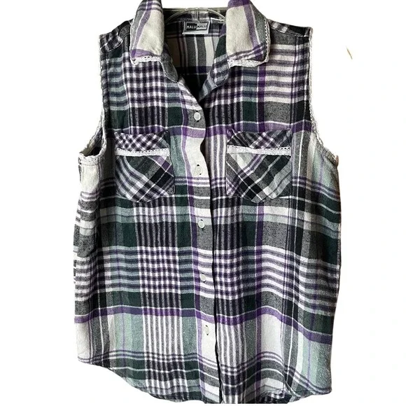 Vintage Malu Malu Purple‎ Flannel Button Up Shirt, L