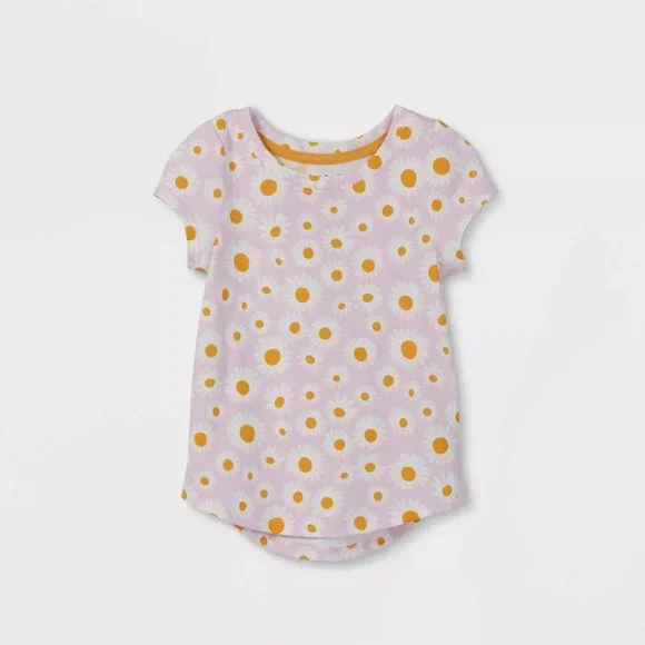 Cat & Jack™ -Toddler Girls' Floral Short Sleeve T-Shirt Size 18M Purple