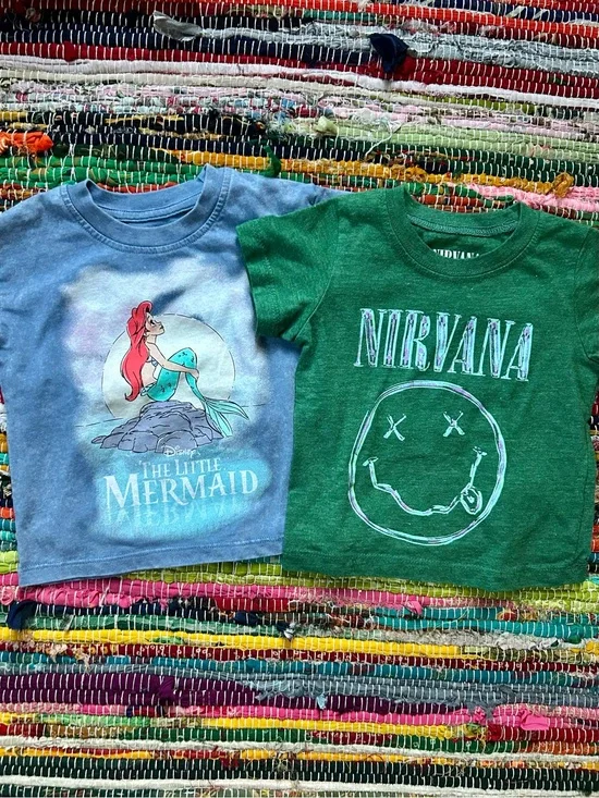 Disney The Little Mermaid & Nirvana Graphic Kids T-Shirt Bundle 12 MOS