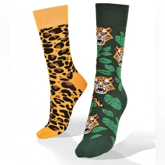 •Welcome to the Jungle• Graphic All Over Mismatch Unisex Crew Socks 3 for $21