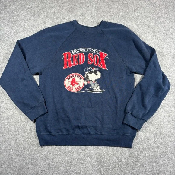 Vintage 1989 Artex Boston Red Sox Snoopy Joe Cool Sweatshirt Navy Blue Kids L