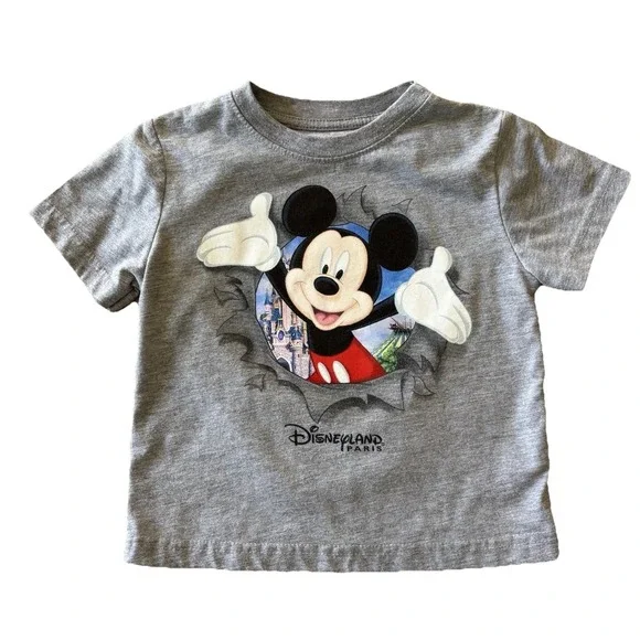 Disney Paris Mickey Mouse Gray T‎ Shirt Kids Size 2