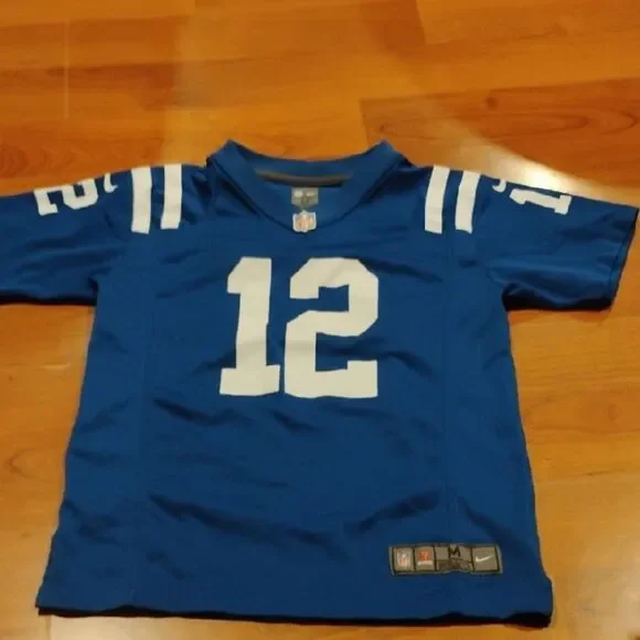 Nike Blue and White Sports Colt Jersey #12 Luck