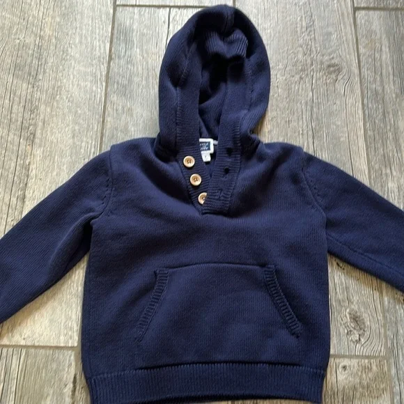 Janie and jack boys navy blue hooded sweater size 3