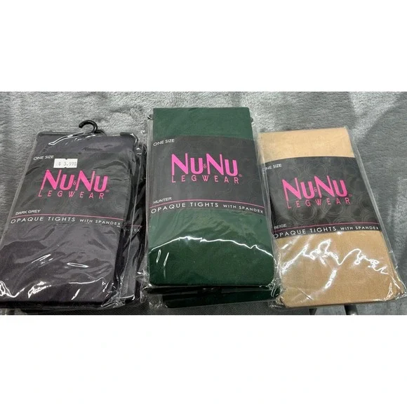 Nu & Nu Legwear Multi Color Opaque Tights With Spandex Sz 4'10