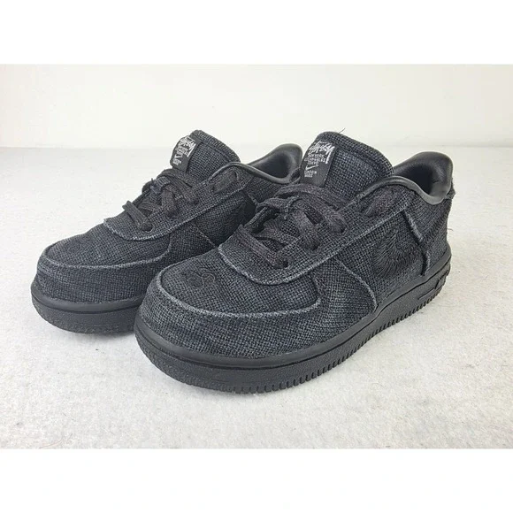 Nike x Stussy Air Force 1 Low Triple Black‎ TD Toddler Size 10C DC8306-001