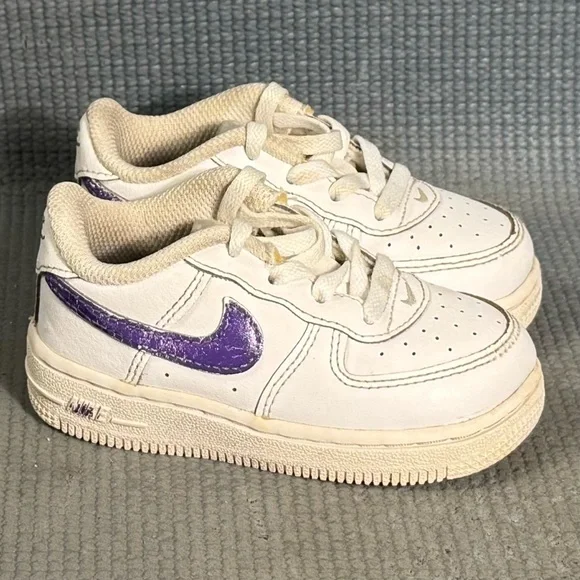 Nike Air Force‎ 1 LE  'Triple White Purple’ Shoes Toddler Size 6C