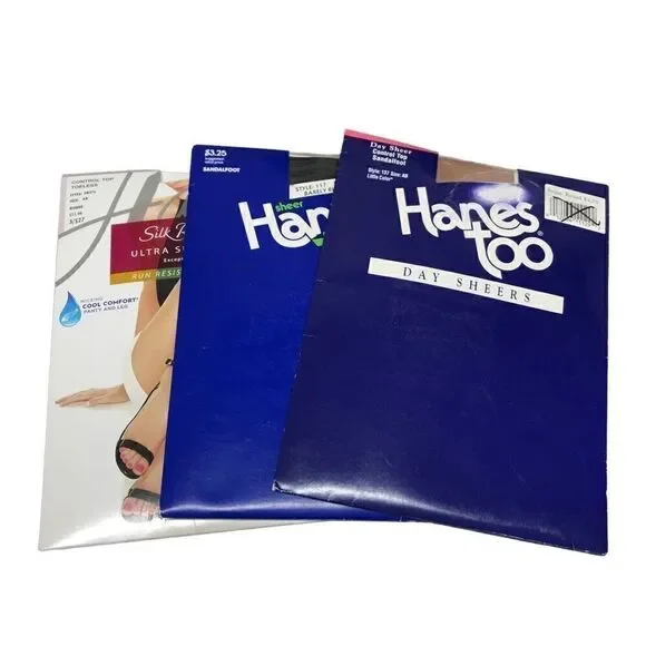 Hanes Too and Hanes Silk Reflections Size AB Bisque, Barley Black and Little Col