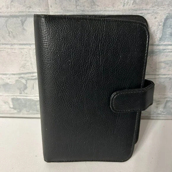 BLACK IMITATION LEATHER PLANNER AND CARD HOLDER