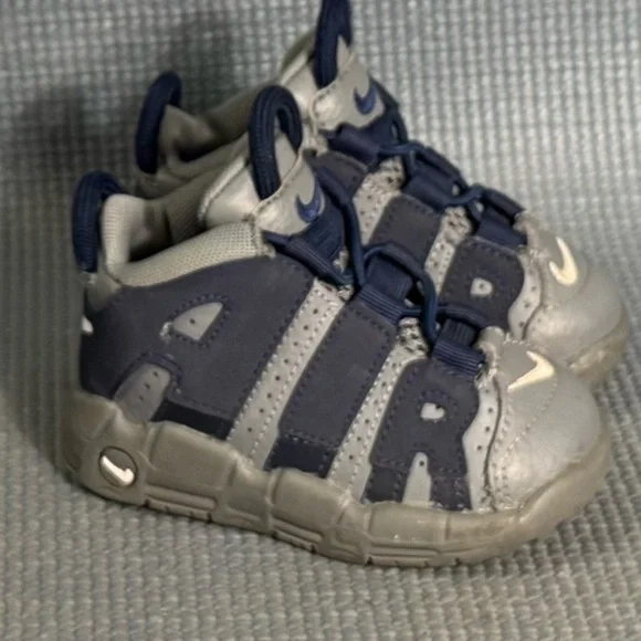 Nike‎ Air More Uptempo Cool Grey Midnight Navy (TD) Shoes DM3319-009 Size 5C