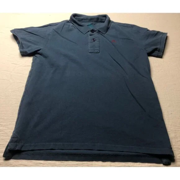 Scalpers Kids Shirt Polo Boys Button Up Blue Skull Logo Size 14 Both Sided Logo