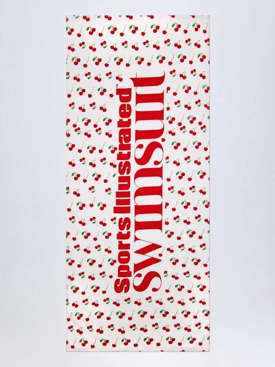 NEW Oh Polly x Sports Illustrated Swimsuit Toalla Cherry Print Logo Beach Towel