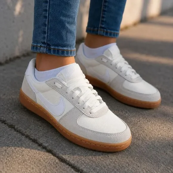 Nike Shoes Youth Size 6.5Y White Suede Gum Low Top Athletic Sneakers Streetwear