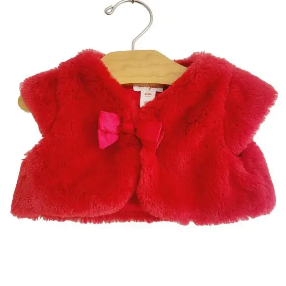 Cat & Jack 0/3M red soft jacket