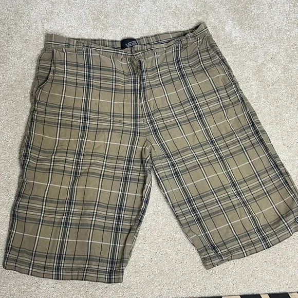 Vans Tan Plaid Men's Flat Front‎ Shorts