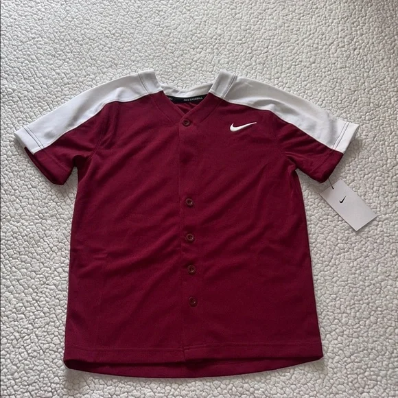 Nike Kids Burgundy and White Button Down Shirt