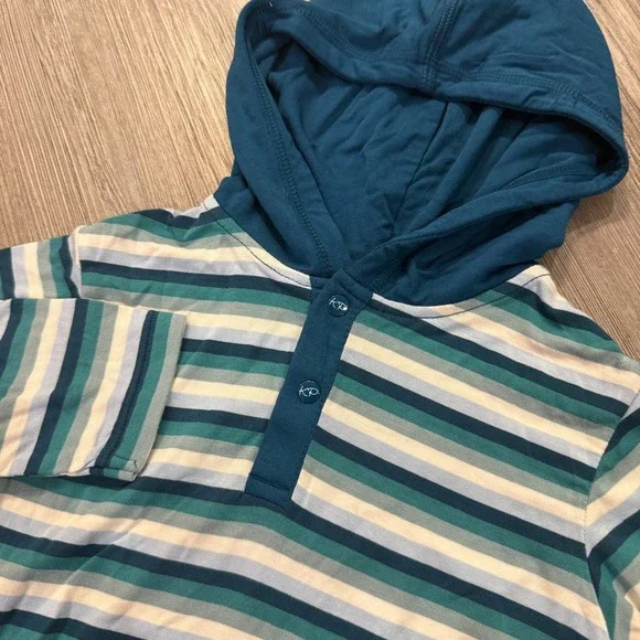 Kickee Pants Kids 2T Dino Stripe‎ Long Sleeve Hooded Shirt
