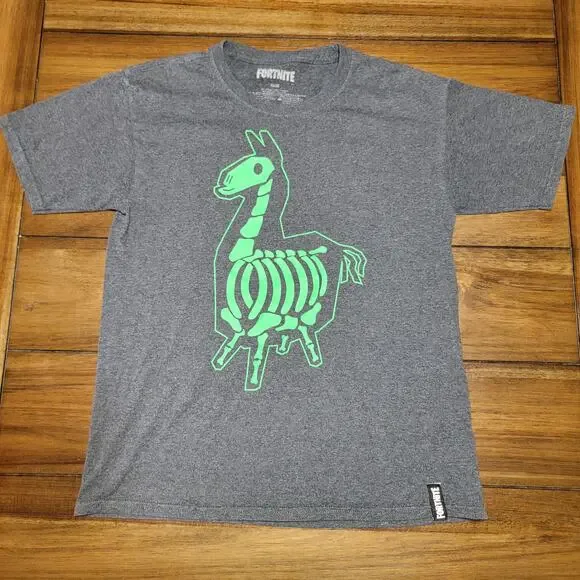 Fortnite Dark Grey Unisex Tee X-Ray Llama - Size 18/20