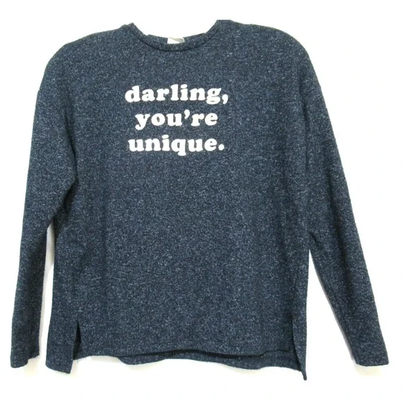 Zara Girl's Size 10 Darling You're Unique Blue Soft Knit Top Sweater EUC