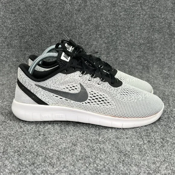 Nike Free RN Running Shoes Youth Size 7 White Black‎ Athletic Training Sneakers