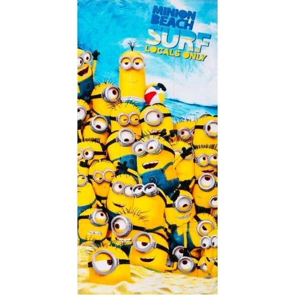 Despicable Me Minions Beach Towel Surf Locals Only Yellow Blue 28x58 Cotton