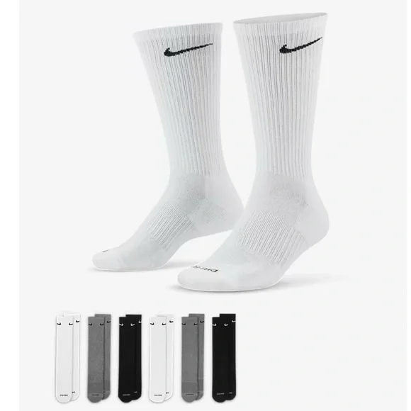 NIKE  Training Crew Socks (6 Pairs) Nike Everyday Cushioned  NWT