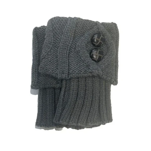 NEW Boot Cuff  Dark Gray brown buttons Winter Warm Short Boot Cable Knit Legging