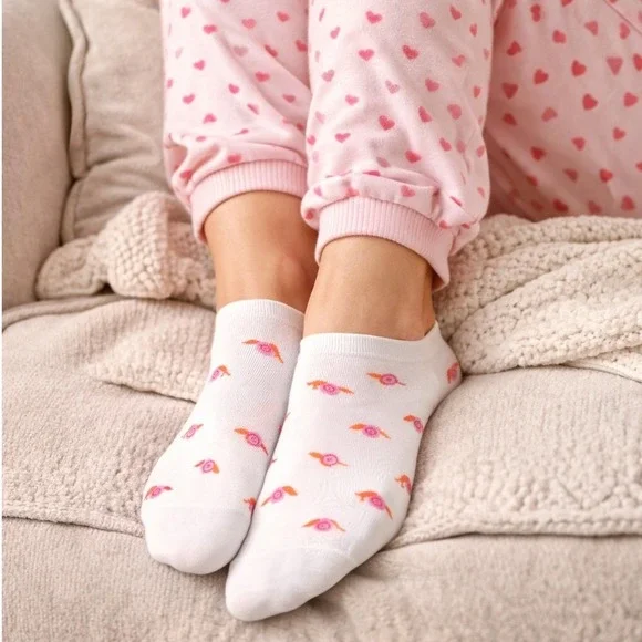 Kate Spade Low Cut Socks 3 Pairs Snail Print White Grey Pink One Size 4-10‎